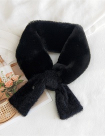 Fashion Black Cross-knit Plush Faux Fur Collar