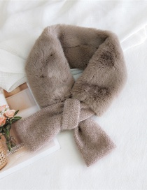 Fashion Brown Cross-knit Plush Faux Fur Collar