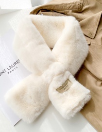 Fashion White Labeled Plush Warm Cross Scarf