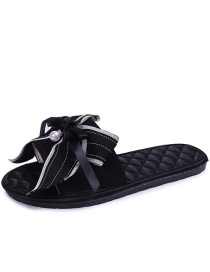 Fashion Black Bowknot Slip-on Slippers