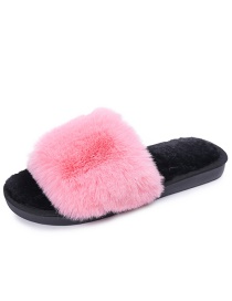 Fashion Pink Plush Non-slip Flat Slippers