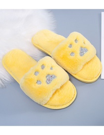 Fashion Yellow Non-slip Small Foot Opening Plush Slippers