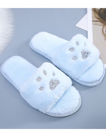 Fashion Light Blue Non-slip Small Foot Opening Plush Slippers