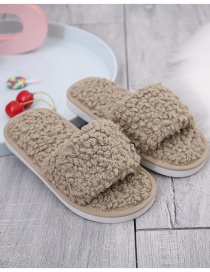 Fashion Brown Lamb Wool Flat-bottomed Children S Slippers