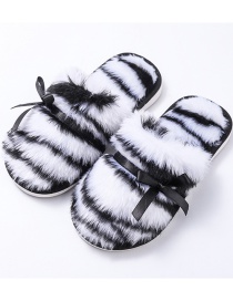 Fashion Covered Toe Zebra Pattern Leopard Print Bow Parent-child Plush Slippers