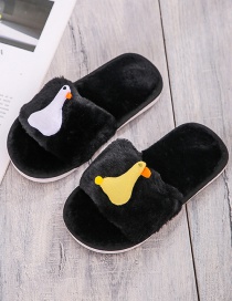 Fashion Black Chicken And Duck Flat Plush Slippers