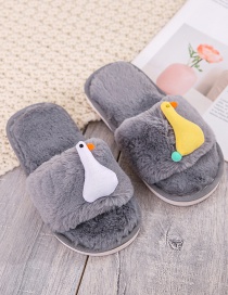 Fashion Gray Chicken And Duck Flat-bottomed Plush Slippers