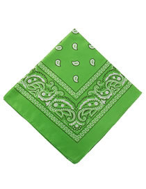 Fashion Fluorescent Green Cashew Print Geometric Contrast Square Scarf