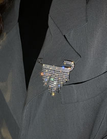 Fashion Triangle Rhinestone Tassel Cardigan Sweater Big Pin