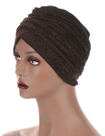 Fashion Coffee Hand-stitched Bright Silk Pleated Indian Hat