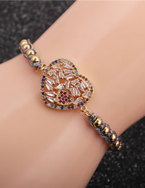 Fashion Copper Bead Color Rope Micro-inlaid Zircon Love Woven Adjustable Bracelet
