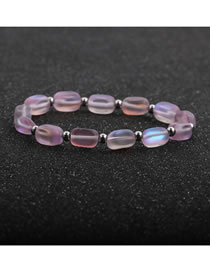 Fashion Purple Moonstone Copper Beads Beaded Elastic Bracelet