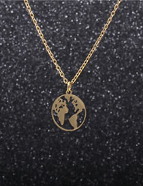 Fashion World Map Gold Pendant Titanium Steel Map Peach Heart Hollow Pendant Necklace
