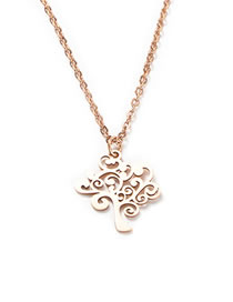 Fashion Rose Golden Tree Of Life Titanium Steel Full Polished Laser Cut Love Tree Of Life Necklace