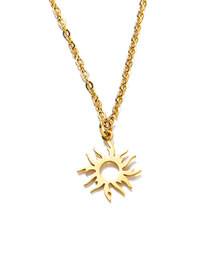 Fashion Golden Sun Flower Titanium Sunflower Crown Necklace