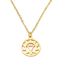 Fashion Golden Chakra Seven Triangles Titanium Steel Seven-wheel Lotus Hollow Geometric Necklace