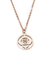 Fashion Rose Gold Chakra Square Triangle Titanium Steel Seven-wheel Lotus Hollow Geometric Necklace