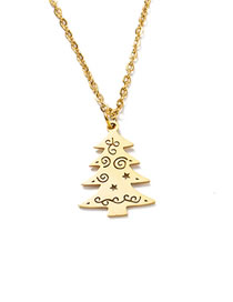 Fashion Golden Christmas Tree Christmas Titanium Steel Christmas Tree Necklace