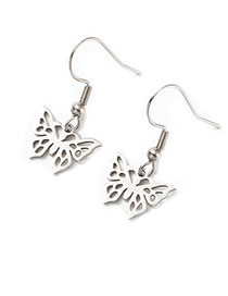 Fashion Just Color Butterfly Titanium Steel Butterfly Fully Polished Cut Earrings