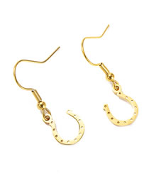Fashion Golden Horseshoe Titanium Steel Horseshoe Fully Polished Cut Earrings