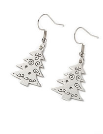 Fashion Christmas Tree Just Color Titanium Steel Christmas Tree Fully Polished Cut Stainless Steel Earrings