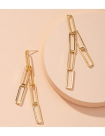 Fashion Golden Geometric Alloy Chain Hollow Earrings