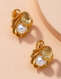 Fashion Golden Alloy Inlaid Pearl Geometric Earrings