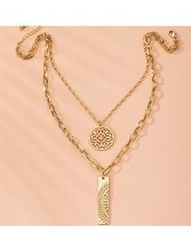 Fashion Golden Hollow Round Hollow Alloy Double-layer Necklace
