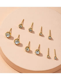 Fashion Golden Set Diamond Round Alloy Earring Set
