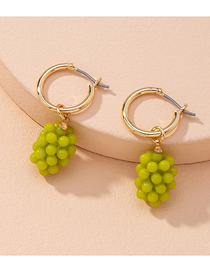 Fashion Green Grapes Fruit Irregular Crystal Beaded Alloy Earrings