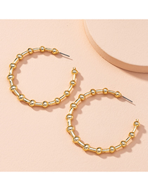 Fashion Golden Round Bead Geometric C Shape Alloy Earrings