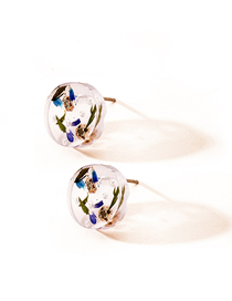 Fashion Lavender Natural Dried Flower Round Alloy Earrings