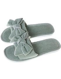 Fashion Green Bowknot Flat-heel Soft-soled Non-slip Fabric Slippers