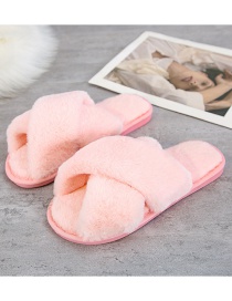 Fashion Pink Cross Plush Slip-toe Indoor Slippers