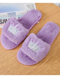Fashion Purple Home Slip-resistant Crown Plush Slippers