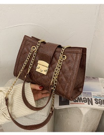 Fashion Coffee Color Large-capacity Chain Lock One-shoulder Messenger Bag