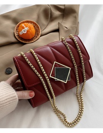 Fashion Red Wine Chain Diamond Shoulder Messenger Bag