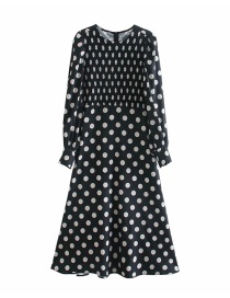 Fashion Black Polka Dot Print Long Sleeve Dress