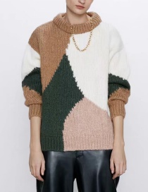 Fashion Color Contrasting Color Round Neck Loose Sweater