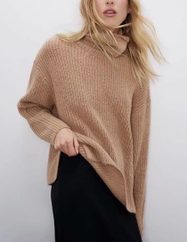 Fashion Camel Alpaca High Neck Blend Loose Knit Sweater