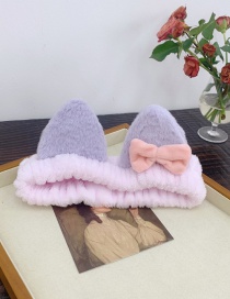 Fashion Purple Cat Ears Plush Bow Elasticated Elastic Headband