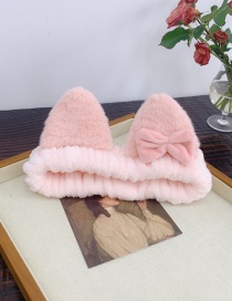Fashion Pink Cat Ears Plush Bow Elasticated Elastic Headband