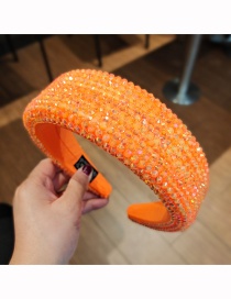 Fashion Orange Hot Rhinestone Wide Edge Sponge Crystal Headband