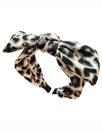 Fashion Light Grey Leopard-print Bow-knot Fabric Wide Brim Headband