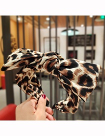 Fashion Brown Leopard-print Bow-knot Fabric Wide Brim Headband