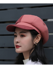 Fashion Adult Skin Red Colorblock Plaid Woolen Parent-child Octagonal Hat