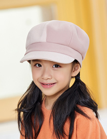 Fashion Children Pink Colorblock Plaid Woolen Parent-child Octagonal Hat