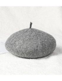 Fashion Light Grey Wool Solid Color Beret