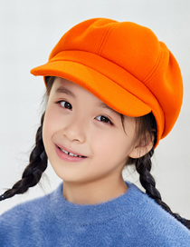 Fashion Orange Solid Color Stitching Children S Octagonal Beret