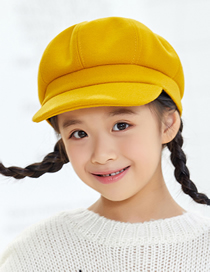 Fashion Mango Yellow Solid Color Stitching Children S Octagonal Beret